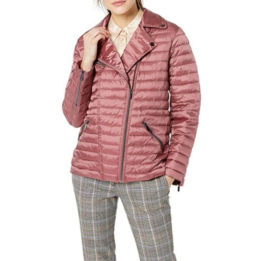 New Badgley Mischka Mia Puffer Biker Jacket Size M